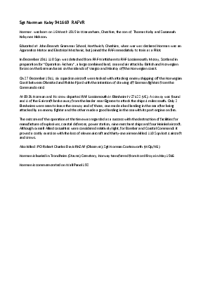 A preview of a PDF biography for Kaby, Norman